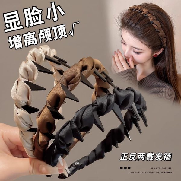 High skull headband women's high-end foreign fashion headband 2025 new anti-slip hairpin headband with tooth pressure hairpin