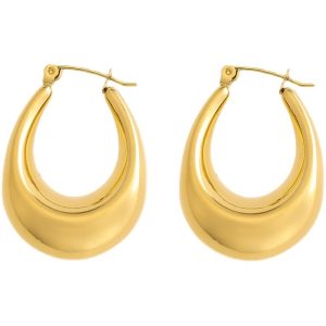 Titanium steel slimming light luxury earrings, women's ins Internet celebrity French niche design, exaggerated water drop oval high-end earrings