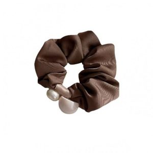 French fashion niche design, pearl satin, large intestine hair ring, retro elegant, high stretch, low ponytail, hoop hair accessory