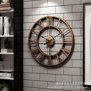 Vintage Roman Wall Clock European Style Cross-border Hot Sale Simple Silent Clock Creative Living Room Decoration Wrought Iron Wall Clock Wholesale
