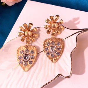 vintage glass French design crystal earrings Douyin hot sale medium tassel antique style 925 silver retro