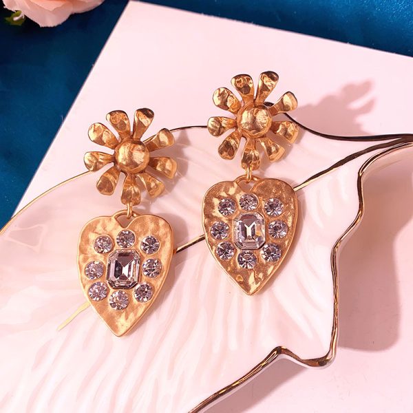 vintage glass French design crystal earrings Douyin hot sale medium tassel antique style 925 silver retro - Image 3
