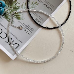 Vacuum crystal beaded clavicle chain sparkling necklace women's fashionable stacking necklace women's ins cold wind