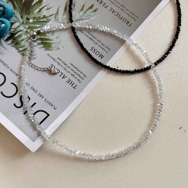 Vacuum crystal beaded clavicle chain sparkling necklace women's fashionable stacking necklace women's ins cold wind