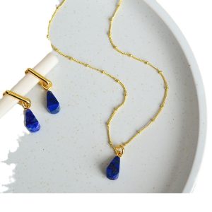 French niche, simple, light luxury, high-quality, three-dimensional geometric lapis lazuli, green agate pendant, brass gold-plated necklace women