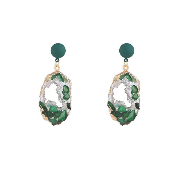 Retro high-end emerald irregular earrings women's 2023 niche design earrings Internet celebrity versatile earrings - Image 5