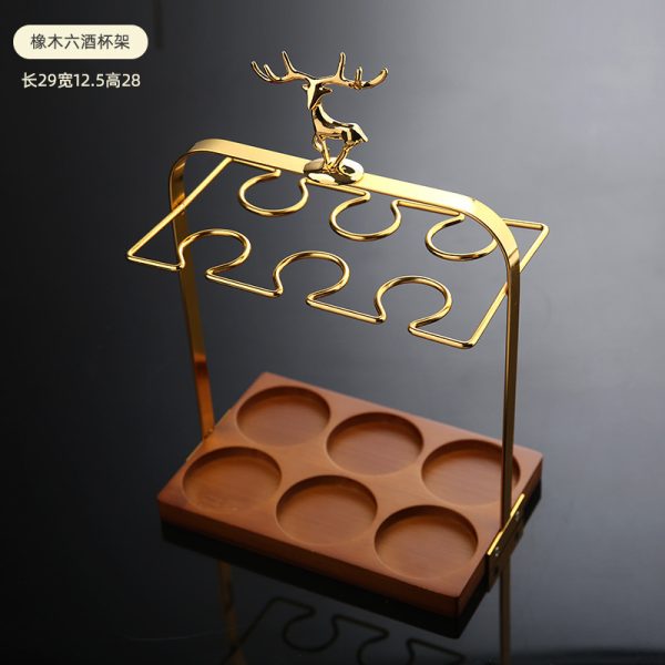 Liquor cup holder, new Chinese high-end wine dispenser, cup holder, household wine utensils, deer head, solid wood bottom bracket shelf - Image 2