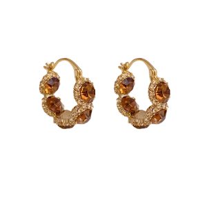 French retro temperament, Hong Kong style, exquisite zircon circle earrings, niche design, light luxury, high-end fashion earrings, women