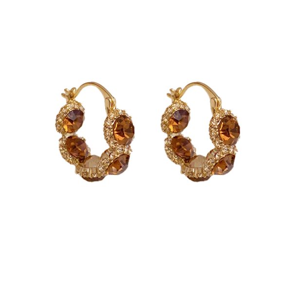French retro temperament, Hong Kong style, exquisite zircon circle earrings, niche design, light luxury, high-end fashion earrings, women - Image 5