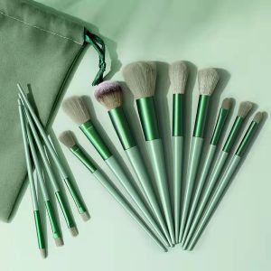 Upgraded 13 Four Seasons Green Makeup Brush Set A full set of soft bristle Cangzhou loose powder eyeshadow brush beauty tools