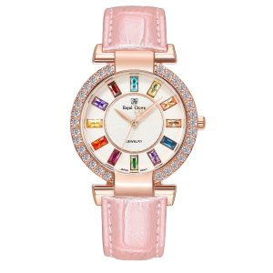 Royal Crown Fashion Watch Casual Strap Coloured Zircon Coloured Diamond Women's Watch