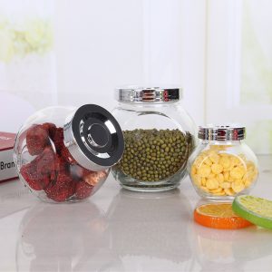 180ml flat drum bottle, clear glass sealed candy jar, kitchen cereal storage, wide mouth dried fruit snack storage bottle