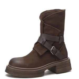 Fall/Winter 2023 New Women's Shoes Platform Fleece Martin Boots Splicing Zipper Fashion Mom Slimming Snow Boots