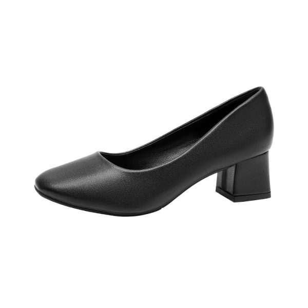 Soft sole shoes female shallow mouth shoes with thick heels black work shoes square head office comfortable front desk - Image 5