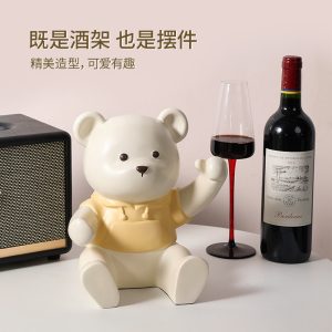 Red wine rack ornaments decorations home living room dining table sideboard entrance decorations Nordic bear wine tray decorations
