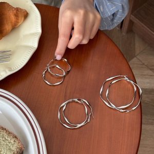 Fashion hoop earrings, women's face, suitable French temperament earrings, light luxury, high-end plain rings, French ear buckles, Yiwu