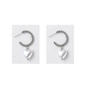 Niche simple faux pearl long earrings French versatile atmospheric twist love earrings fashion accessories
