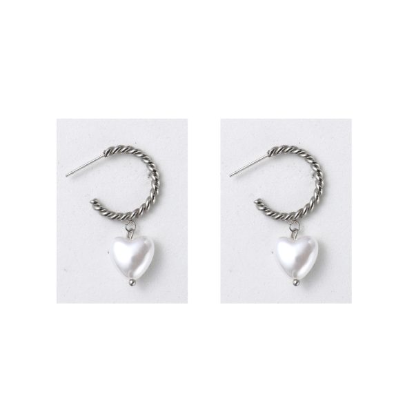 Niche simple faux pearl long earrings French versatile atmospheric twist love earrings fashion accessories - Image 5