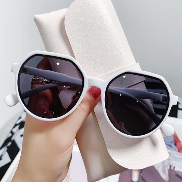 2021 New Brown Sunglasses Ins Style Female Korean Version Trendy Internet Celebrity Retro Small Frame White Sunglasses Small Face Model* - Image 5