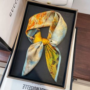 Nordic striped silk scarf women's Hangzhou silk spring and autumn scarf 100% mulberry silk scarf high-end shawl