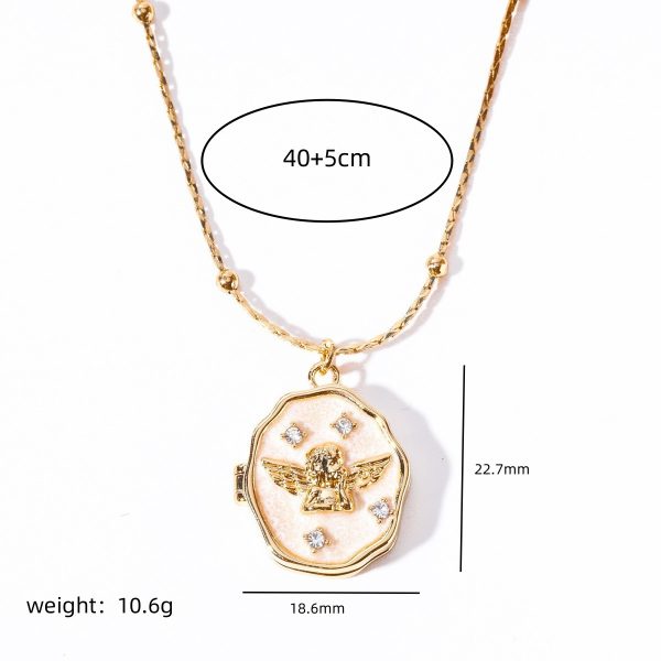 European and American angel opening and closing album box necklace pet photo frame necklace female literary retro clavicle chain - Image 5