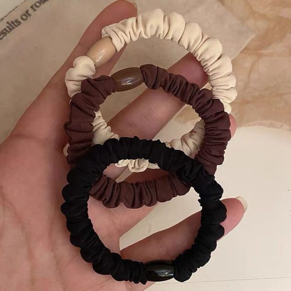 The Korean version has a simple texture, ice silk mask, three-dimensional rubber square, large intestine hair ring, high elasticity, thick hair rope headwear - Image 3