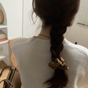 Korean version of simple luxury fluffy large intestine scrunchie pleats wrinkled head collar hair ornament ponytail hair cord hair ornament women