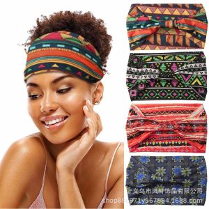 European and American women's hair bands, African print patterns, wide edges, elastic knots, sports yoga headbands, women's headwear, hair accessories