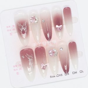 Nine purple fire wearable nails, pure desire nail patches, nail patches, handmade false nails, light luxury nail art pieces, 30 pieces