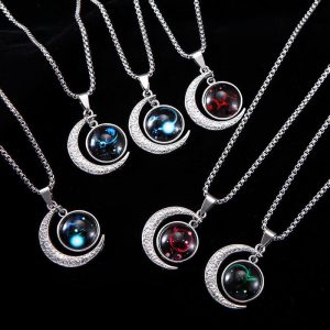 Zodiac Necklace Men's Fashion Brand Versatile High-end Necklace Moon Pendant Jewelry Men's Non-Fading Necklace
