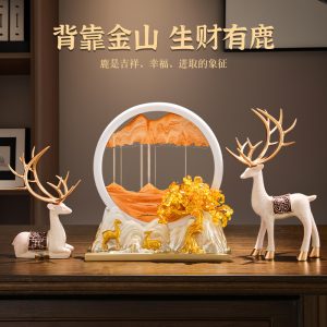 Fortune deer, quicksand paintings, ornaments, home living room, wine cabinet, decorations, entrance, TV cabinet, new house, housewarming, new home gifts