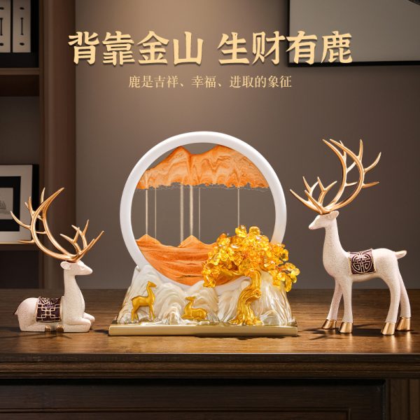 Fortune deer, quicksand paintings, ornaments, home living room, wine cabinet, decorations, entrance, TV cabinet, new house, housewarming, new home gifts