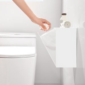 Wall Mounted Flap Storage Box Extra Size Mask Box Japanese Bathroom Trash Can Makeup Remover Cotton Sanitary Towel Storage Cabinet