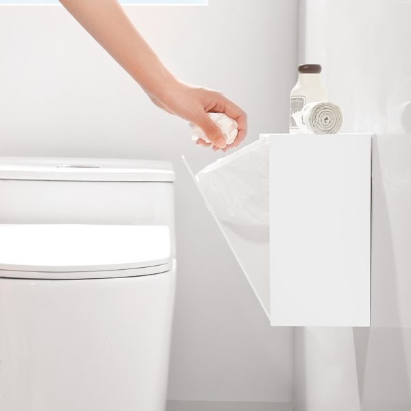 Wall Mounted Flap Storage Box Extra Size Mask Box Japanese Bathroom Trash Can Makeup Remover Cotton Sanitary Towel Storage Cabinet - Image 3