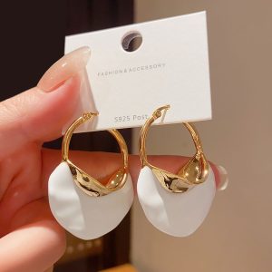 High-end retro French drop glaze, exaggerated irregular earrings, big earrings, women's European and American niche, cold style earrings