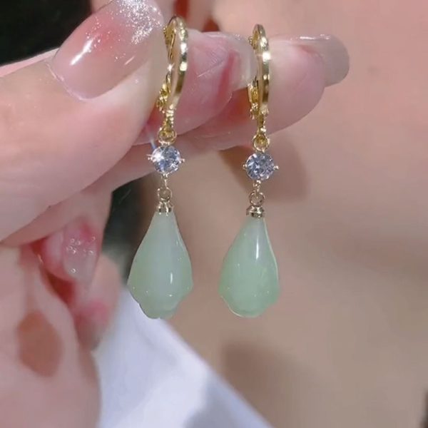 New Chinese Retro Elegant Green Magnolia Earrings Earrings 2024 New Simple and Exquisite Versatile Earrings Earrings - Image 5