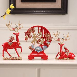 Creative deer living room ornaments, TV cabinets, wine cabinets, entrances, home crafts, high-end light luxury ornaments