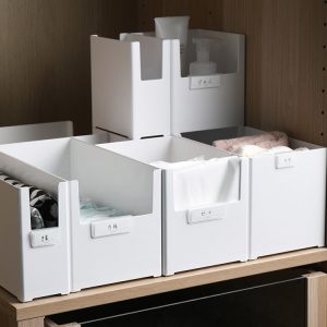 Combined stackable desktop storage box plastic solid color dustproof storage box bathroom kitchen spice organization box