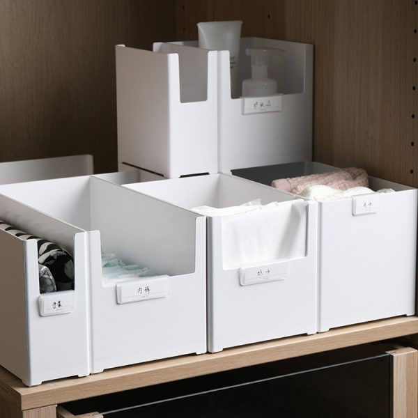 Combined stackable desktop storage box plastic solid color dustproof storage box bathroom kitchen spice organization box