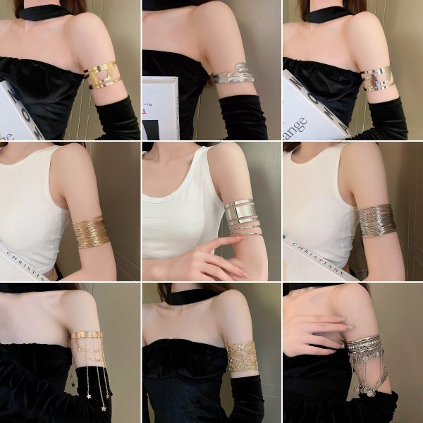Cross-border, European and American personality open armbands, fashion trendy niche bracelets, high-end temperament, cold wind hand ornaments