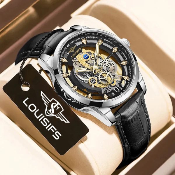 2024 cross-border new Swiss double-sided skeleton non-mechanical men's quartz watch men's watch waterproof luminous watch - Image 3