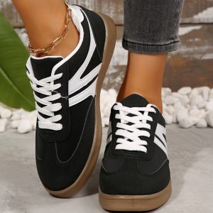 Cross-border foreign trade 2025 plus size small white shoes women's retro casual versatile fashion round toe sports running flat shoes