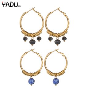French Popular Vintage Stainless Steel 18K Gold Plated Beaded Round Earrings Women Niche Design 14K Gold Stainless Steel