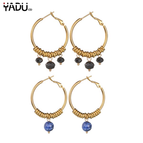 French Popular Vintage Stainless Steel 18K Gold Plated Beaded Round Earrings Women Niche Design 14K Gold Stainless Steel - Image 5