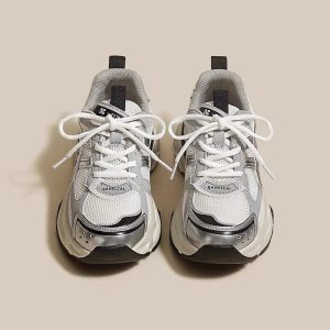 Ruoji Versatile Color-blocking Distressed Platform Daddy Shoes Women's 2024 Spring and Autumn New Mesh Breathable Casual Sports Shoes