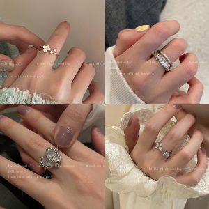 High-end butterfly zircon open ring female ins fashion personality index finger ring light luxury design niche ring