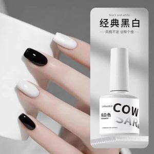 Classic Pure Black Pure White Nail Polish Glue 2025 New Whitening Long-lasting Black and White Light Therapy Gel for nail art