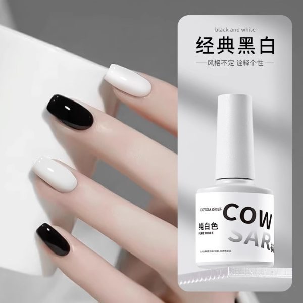 Classic Pure Black Pure White Nail Polish Glue 2025 New Whitening Long-lasting Black and White Light Therapy Gel for nail art
