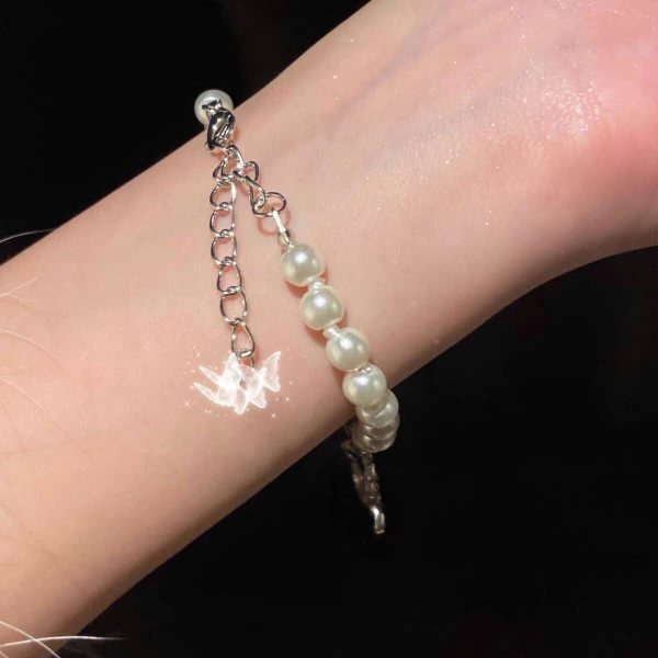 Saturn pearl bracelet women's silver full of diamonds, light luxury, niche delicate design, high-end retro ins-style bracelet - Image 3