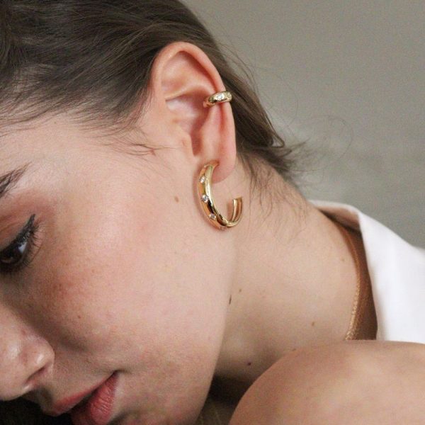 French circle diamond large earrings, women's European and American high-end earrings, niche design, sensory designer, personalized gold earrings - Image 2